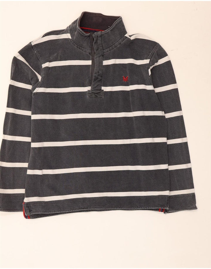 Crew Clothing Męska bluza z guzikami pod szyją, mała, szara, bawełniana w paski