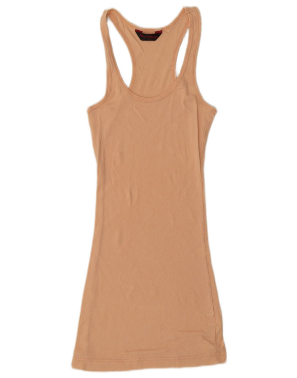 Damska sukienka T-shirt bez rękawów Miss Selfridge UK 8, mała, beżowa, bawełniana