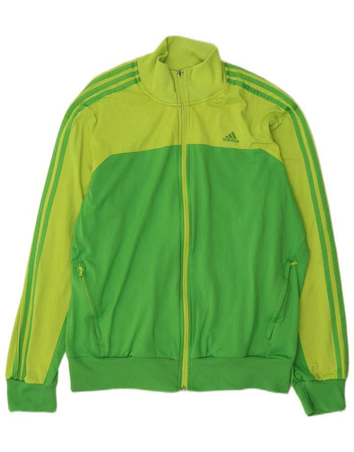 Adidas Męska kurtka dresowa Climalite Top, duża, zielona, z blokami kolorów