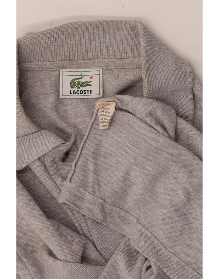 Męska koszulka polo Lacoste, rozmiar 3, mała, szara, bawełniana w plamki