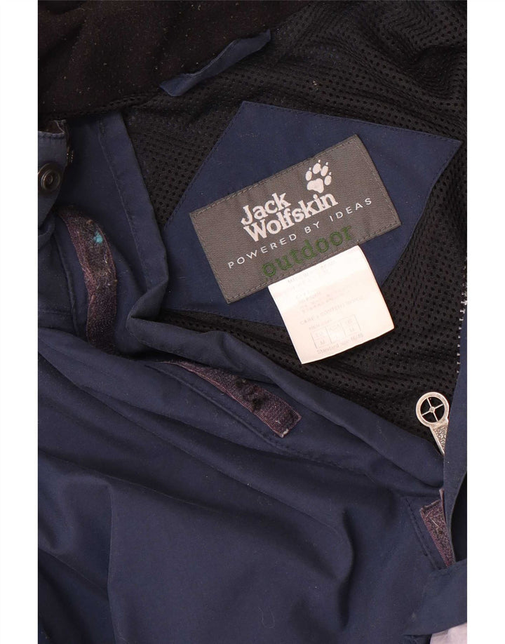 Męska kurtka przeciwdeszczowa Jack Wolfskin z kapturem UK 38, średni granat, blok kolorów