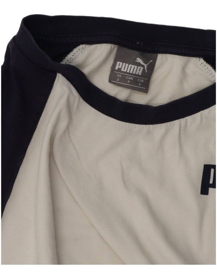 T-shirt męski Puma, mały, biały, bawełniany z blokami kolorów
