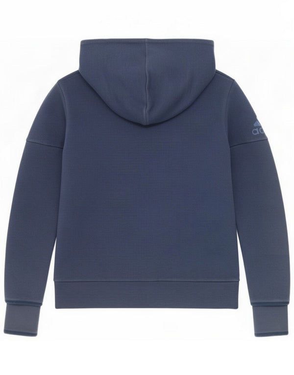 Adidas Womens Zip Hoodie Sweater UK 12/14 Medium Navy Blue Cotton