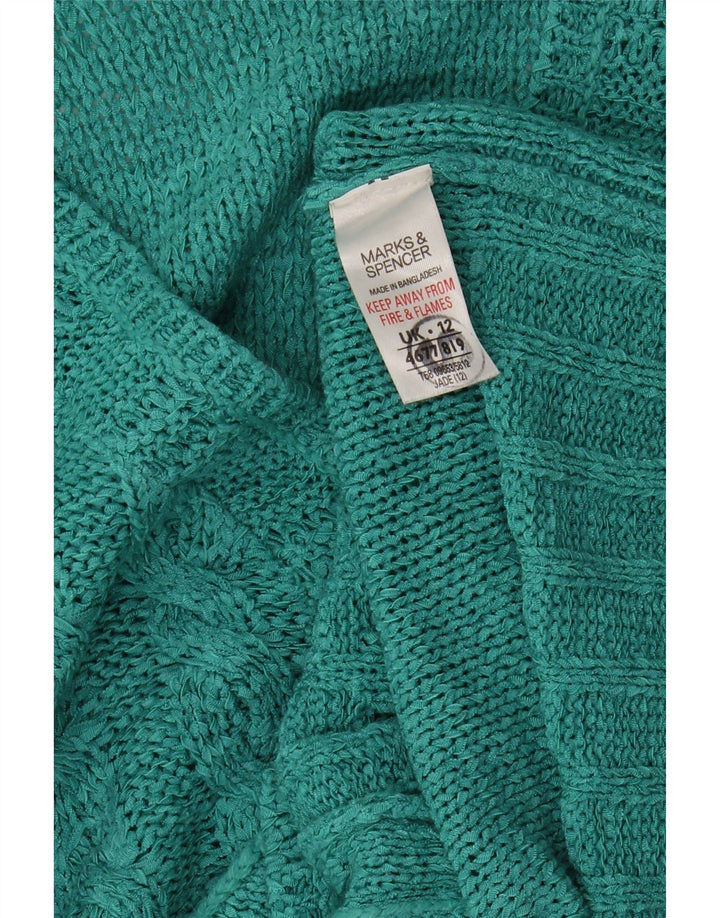 MARKS & SPENCER Womens 3/4 Sleeve Cardigan Sweater UK 12 Medium  Green