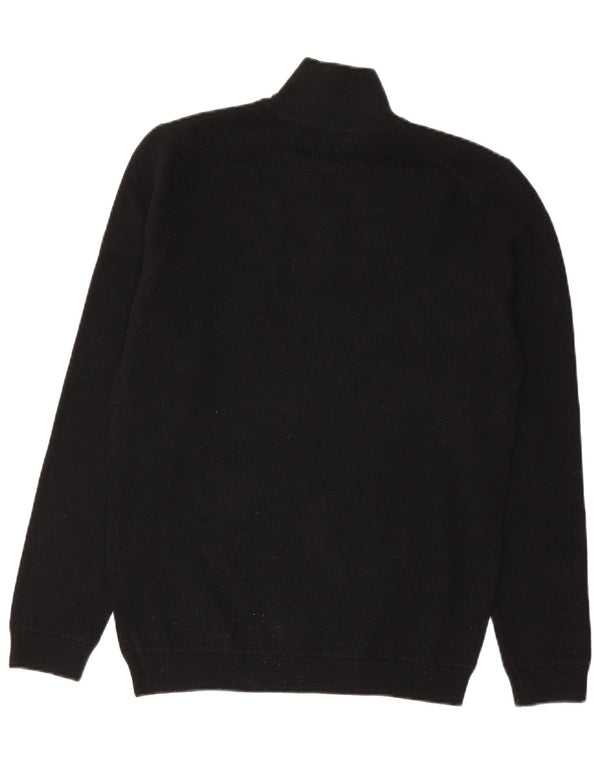 Superdry Mens Zip Neck Jumper Sweater Medium Black Merino Wool
