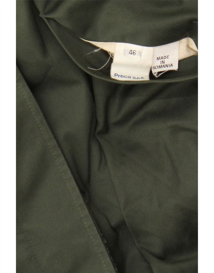 Dwustronny trencz damski w stylu vintage IT 46, duży, zielony poliester w kratkę