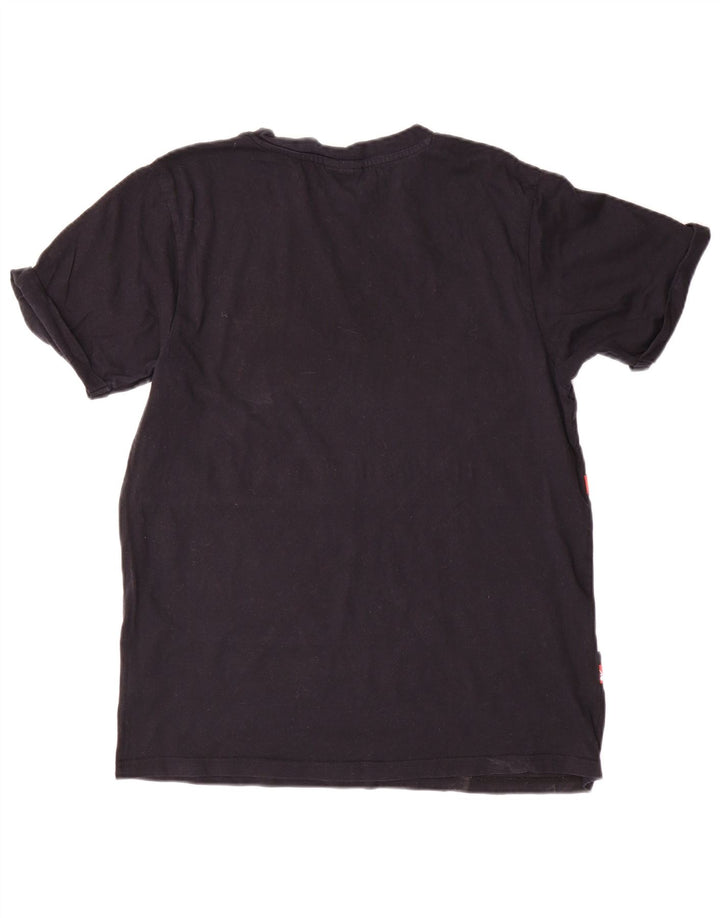 Damska koszulka z grafiką ELLESSE Top UK 10, mała, czarna, bawełniana z blokami kolorów