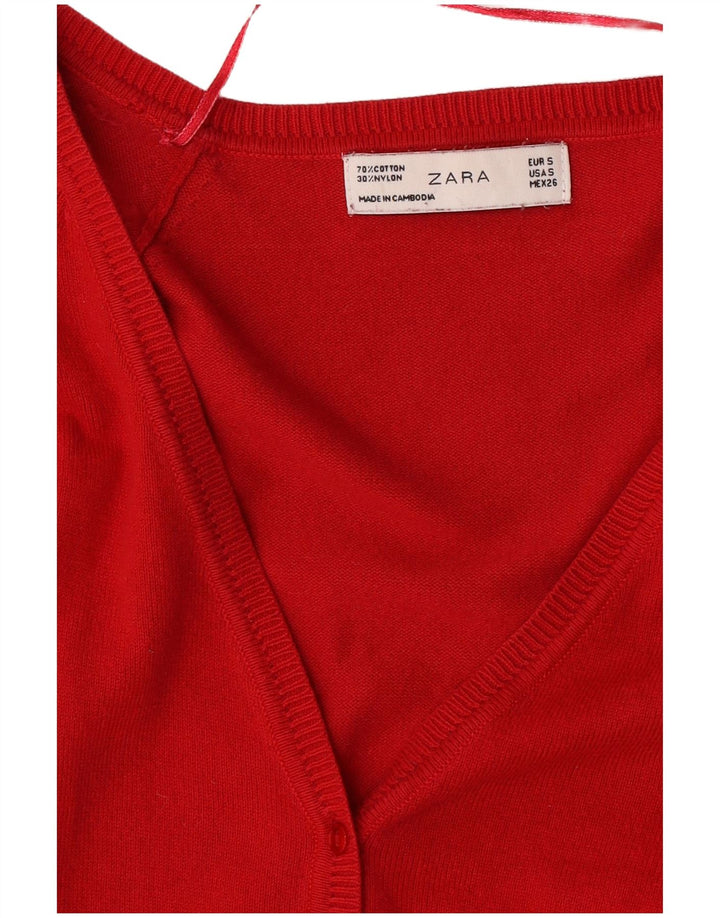 Sweter damski Zara Cardigan UK 10 Small, czerwony, bawełniany