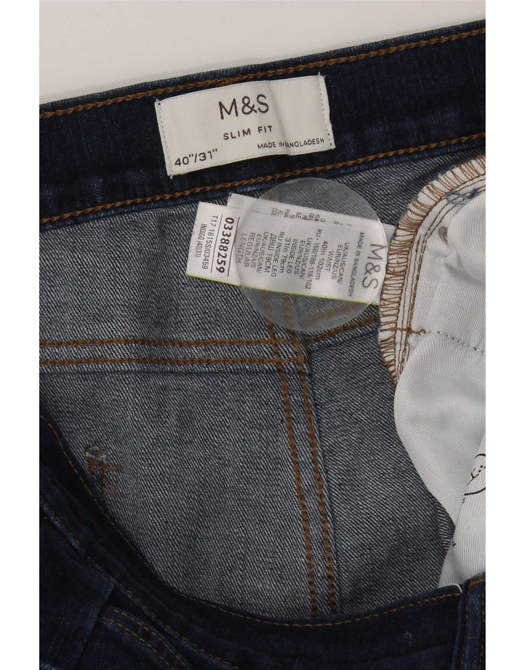 Marks & Spencer Damskie jeansy slim W40 L31 Granatowe, bawełniane