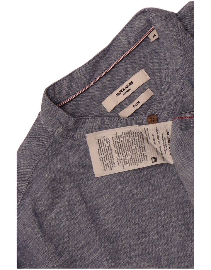Męska koszula pulowerowa Jack & Jones o dopasowanym kroju, średnia niebieska bawełna w cętki