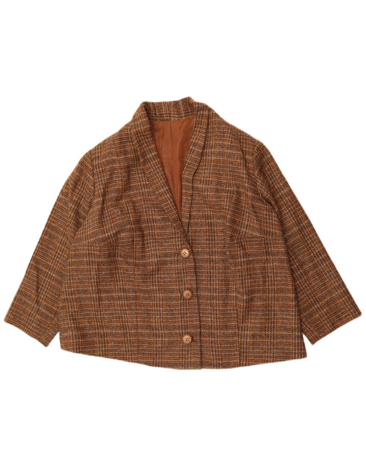 Vintage damska marynarka oversize UK 16, duża brązowa pepitka