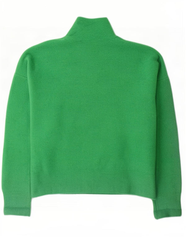 Damski sweter oversize z golfem Zara UK 16, duży, zielony, akrylowy