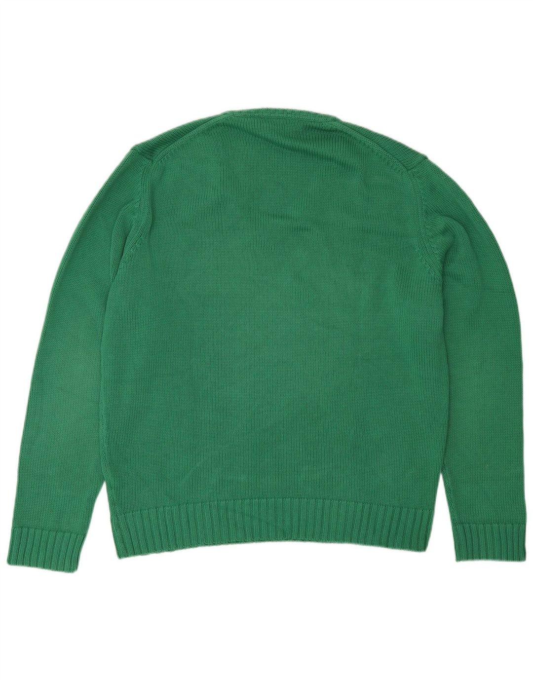 Męski sweter Zara z dekoltem w kształcie litery V, duży, zielony, bawełniany