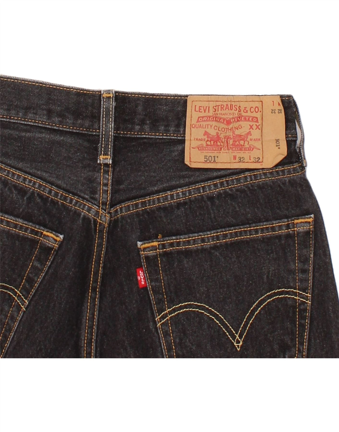Męskie spodenki jeansowe LEVI'S 501 W32, średnia czarna bawełna