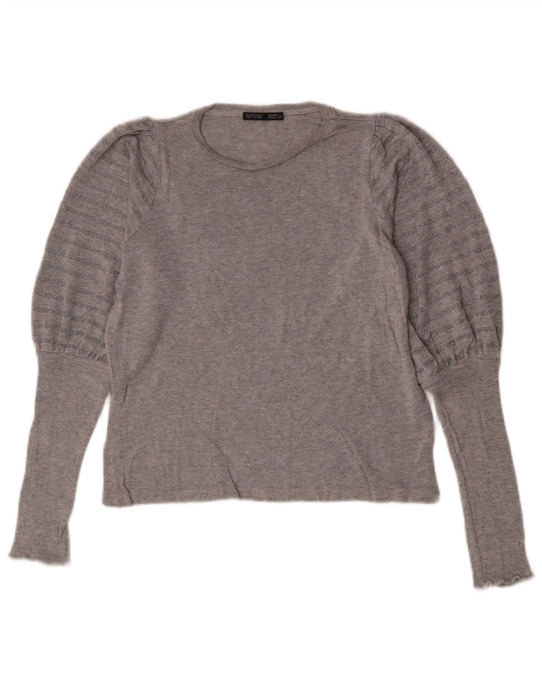Damski top oversize z długim rękawem Zara UK 10, mały, szary