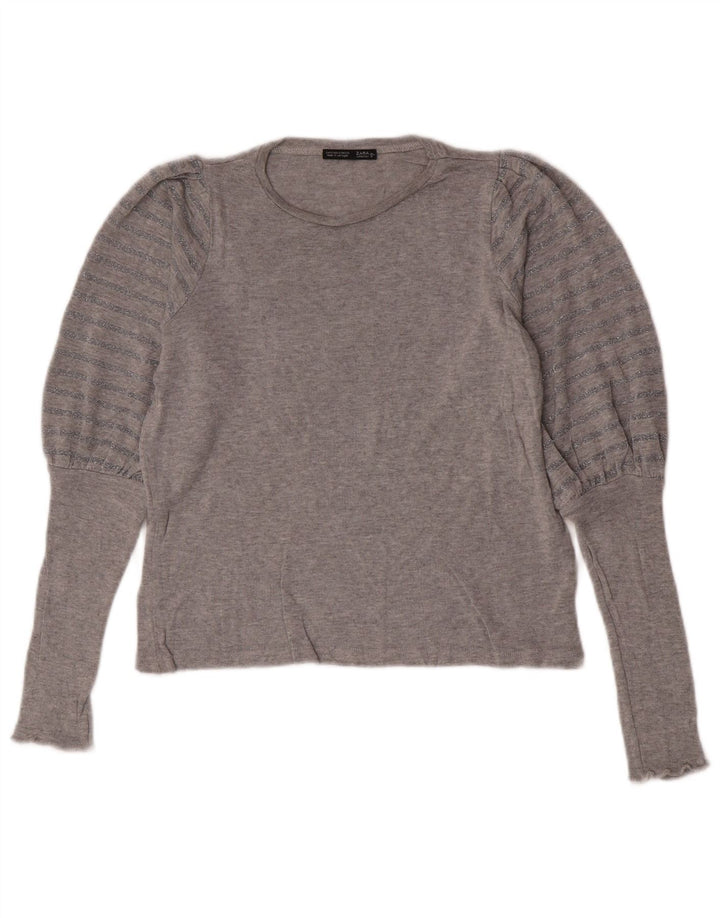 Damski top oversize z długim rękawem Zara UK 10, mały, szary