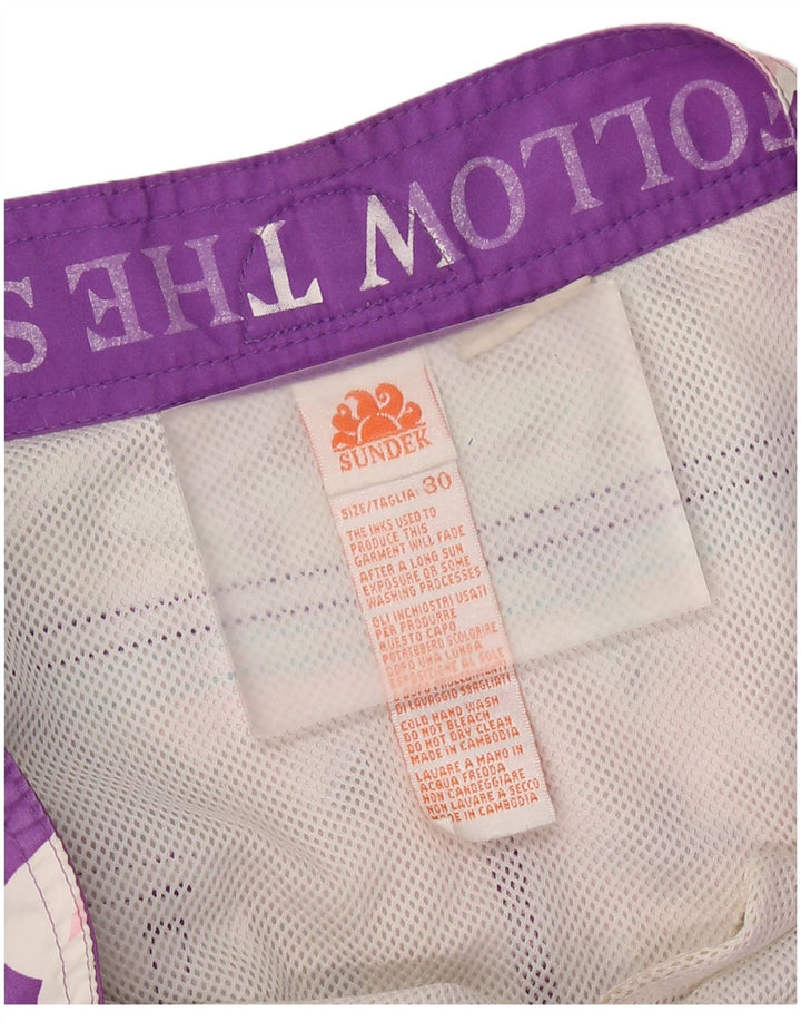 Damskie spodenki kąpielowe SUNDEK UK 14, średni fiolet, poliester w kwiaty