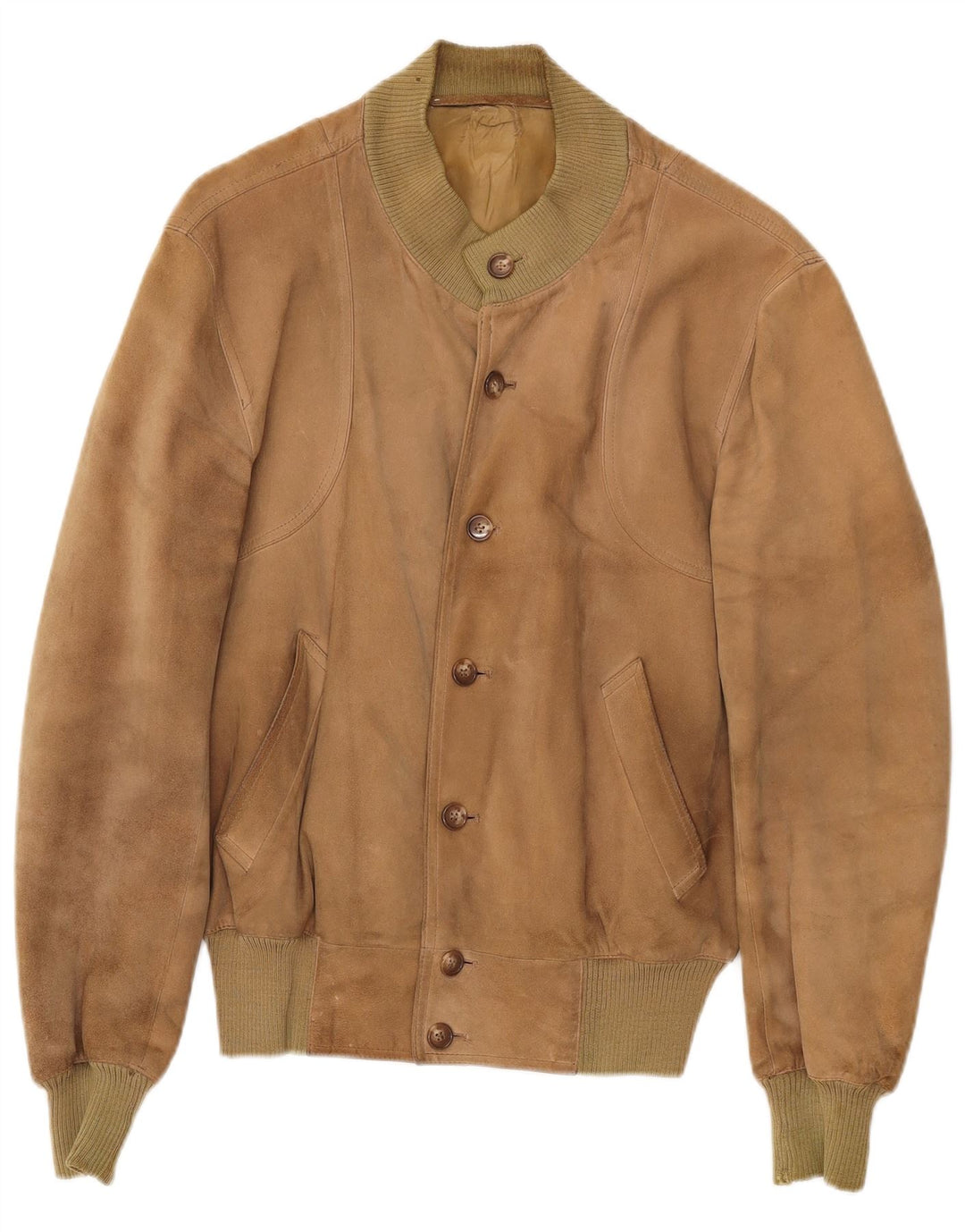 Vintage męska zamszowa kurtka bomber IT 50 duża beżowa skóra