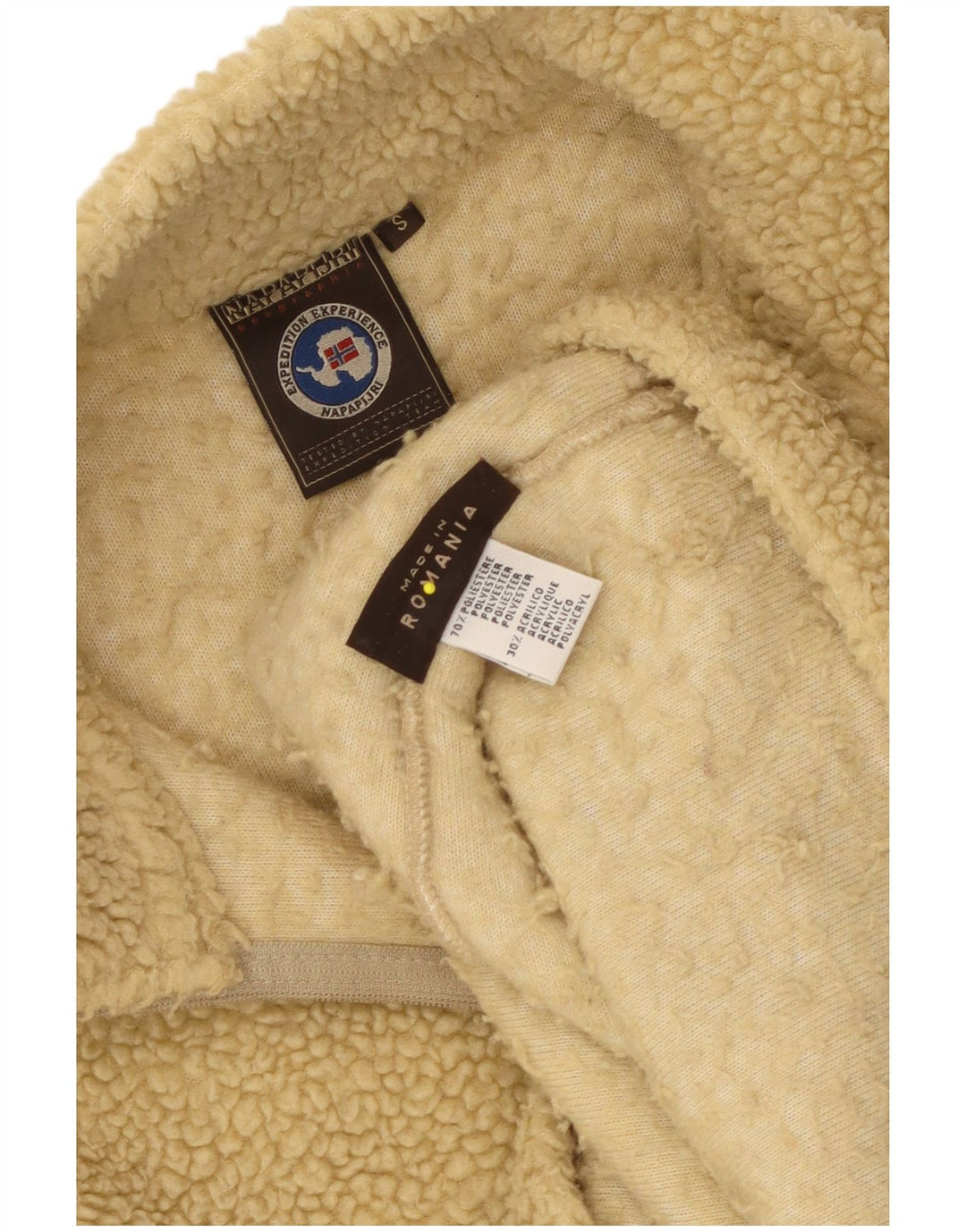 Męski sweter polarowy Napapijri Geographic z zamkiem błyskawicznym, mały, beżowy poliester