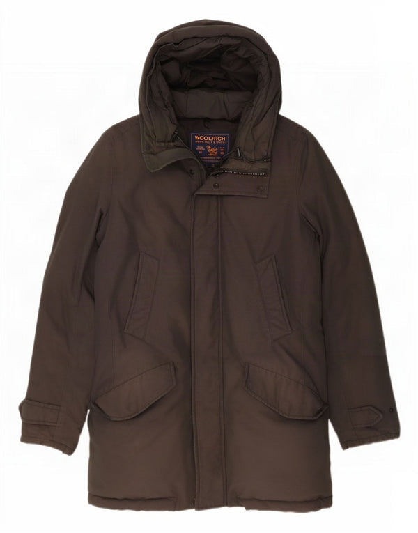 Woolrich Męski ocieplany płaszcz z kapturem UK 36 Small, szara bawełna