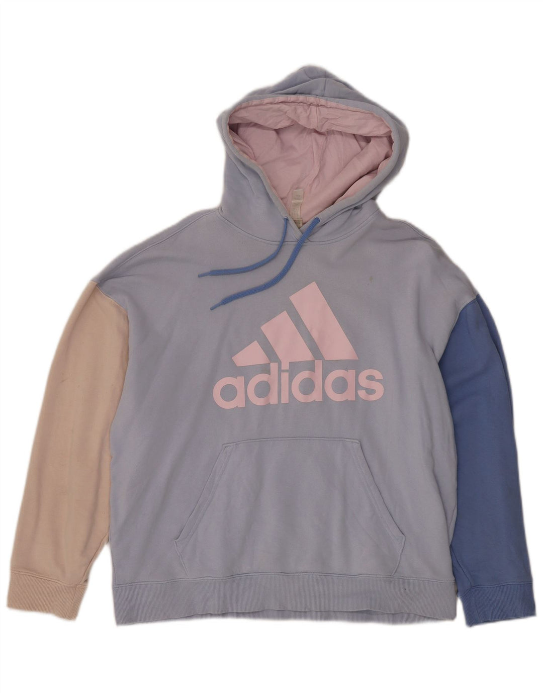 Damski sweter oversize z kapturem ADIDAS UK 12/14, średni niebieski, blok kolorów