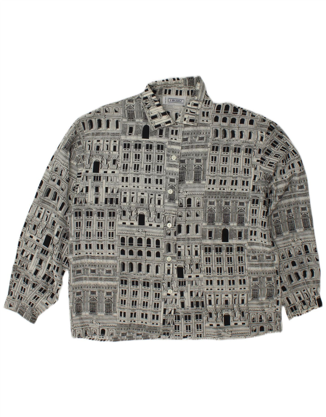 Damska bluzka koszulowa I BLUES z grafiką IT 46, duża, czarna, jedwabna