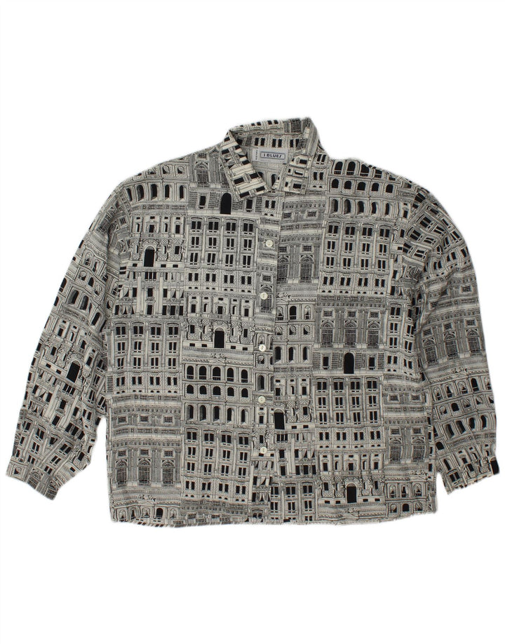 Damska bluzka koszulowa I BLUES z grafiką IT 46, duża, czarna, jedwabna