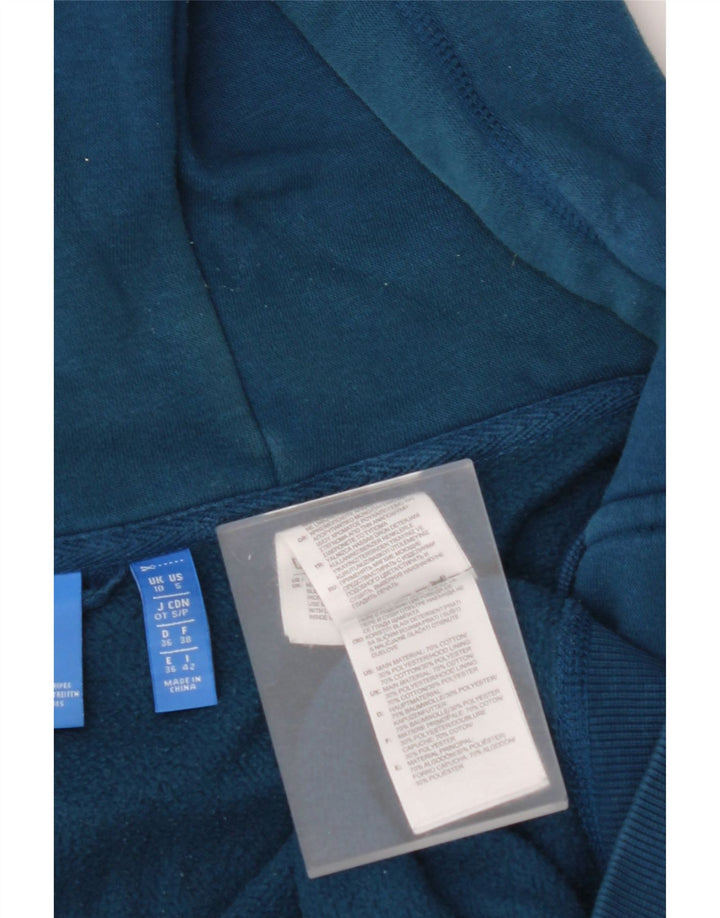 Damski sweter z kapturem i zamkiem błyskawicznym ADIDAS UK 10, mały, niebieski, bawełniany