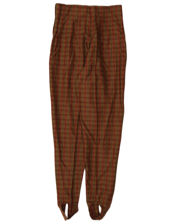Vintage damskie zwężane spodnie garniturowe IT 44 Medium W26 L30 brązowa kratka