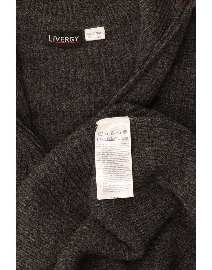 Męski sweter z zamkiem błyskawicznym Livergy UK 42/44, duży, szary, wełniany