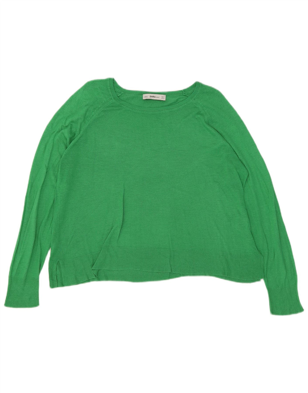 Damski sweter oversize Zara z dekoltem w łódkę UK 14 Średni zielony wiskoza