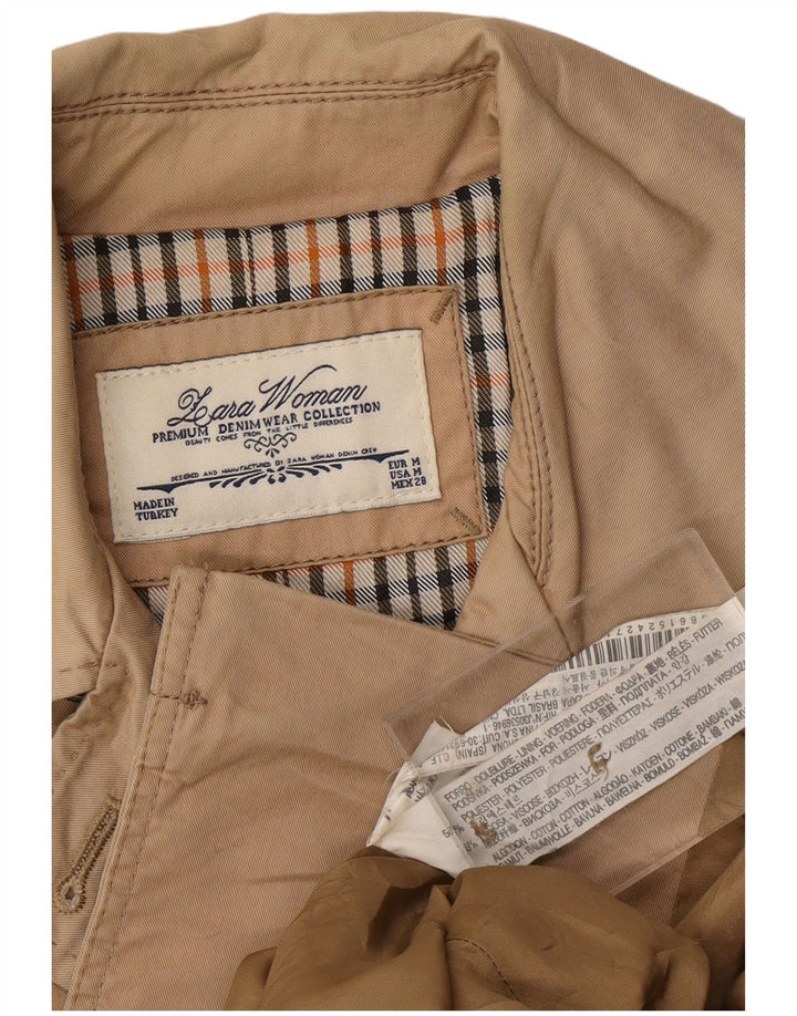 Damski dwurzędowy trencz ZARA UK 14 w kolorze średniego beżu