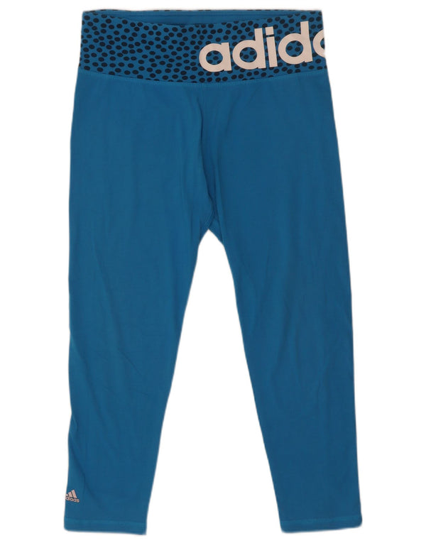 Legginsy Adidas Damskie Climalite Graphic Crop UK 12/14 Średnie Niebieskie Nakrapiane