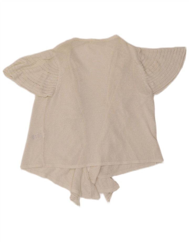 Marks & Spencer Damski sweter z falbanką z przodu, otwarty, UK 16, duży, biały