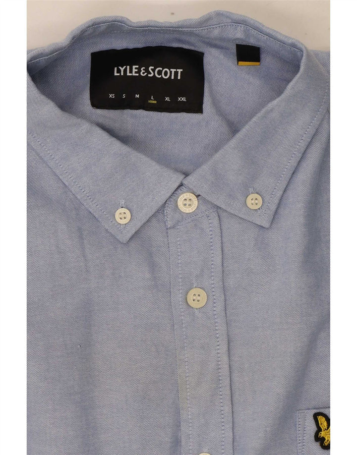 Męska koszula z krótkim rękawem Lyle & Scott, duża, niebieska, bawełniana