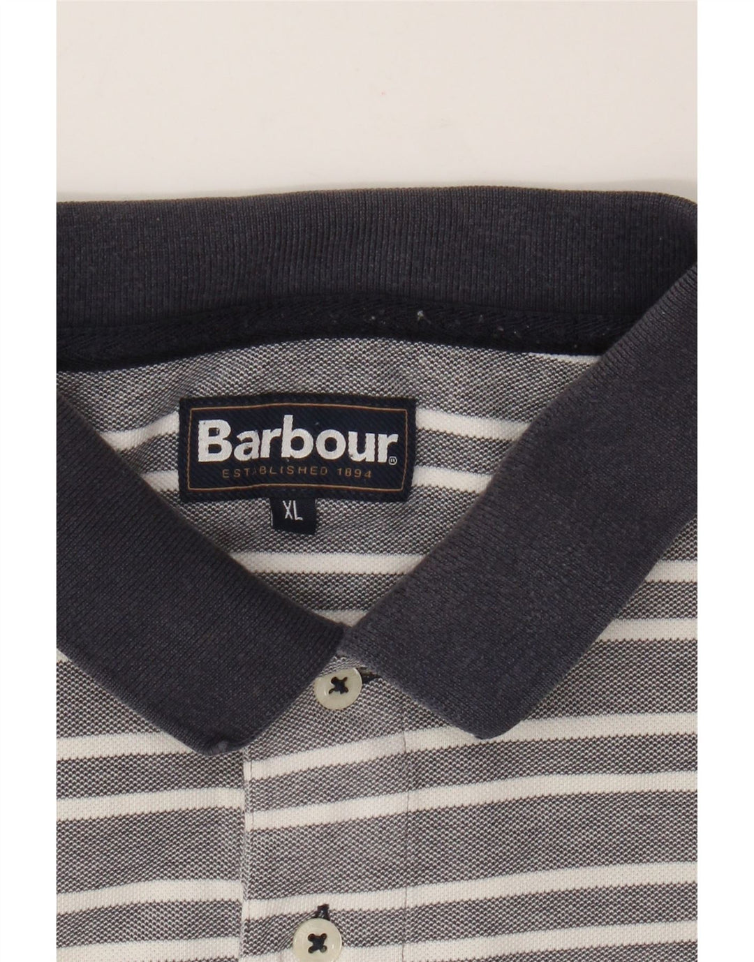 Męska koszulka polo Barbour XL, szara, bawełniana w paski