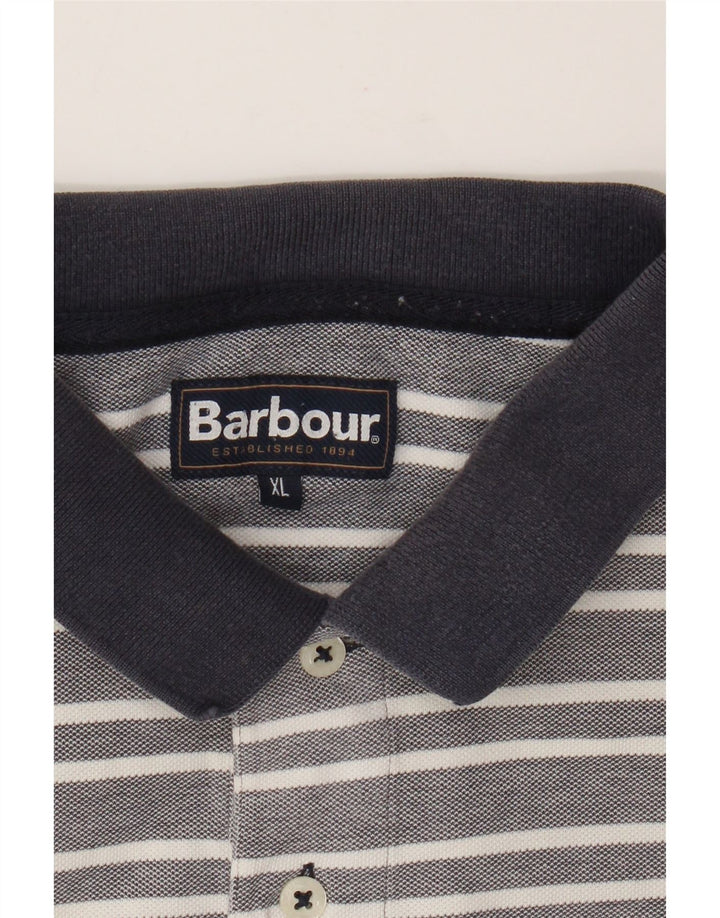 Męska koszulka polo Barbour XL, szara, bawełniana w paski