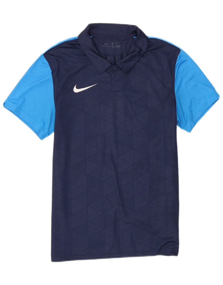 Męska koszulka polo Nike Dri Fit, średni granatowy poliester z blokami kolorów
