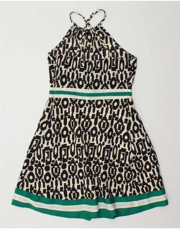 PROMOD Womens Abstract Pattern Halter Dress UK 8 Small Black Vintage Promod and Second-Hand Promod from Messina Hembry 