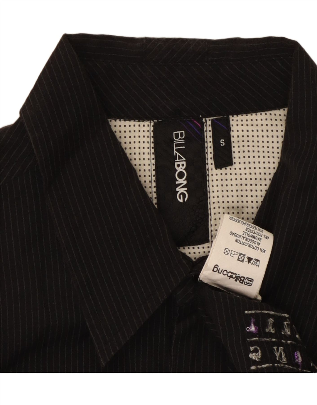 BILLABONG Męska koszula z krótkim rękawem, mała, czarna, bawełniana w prążki