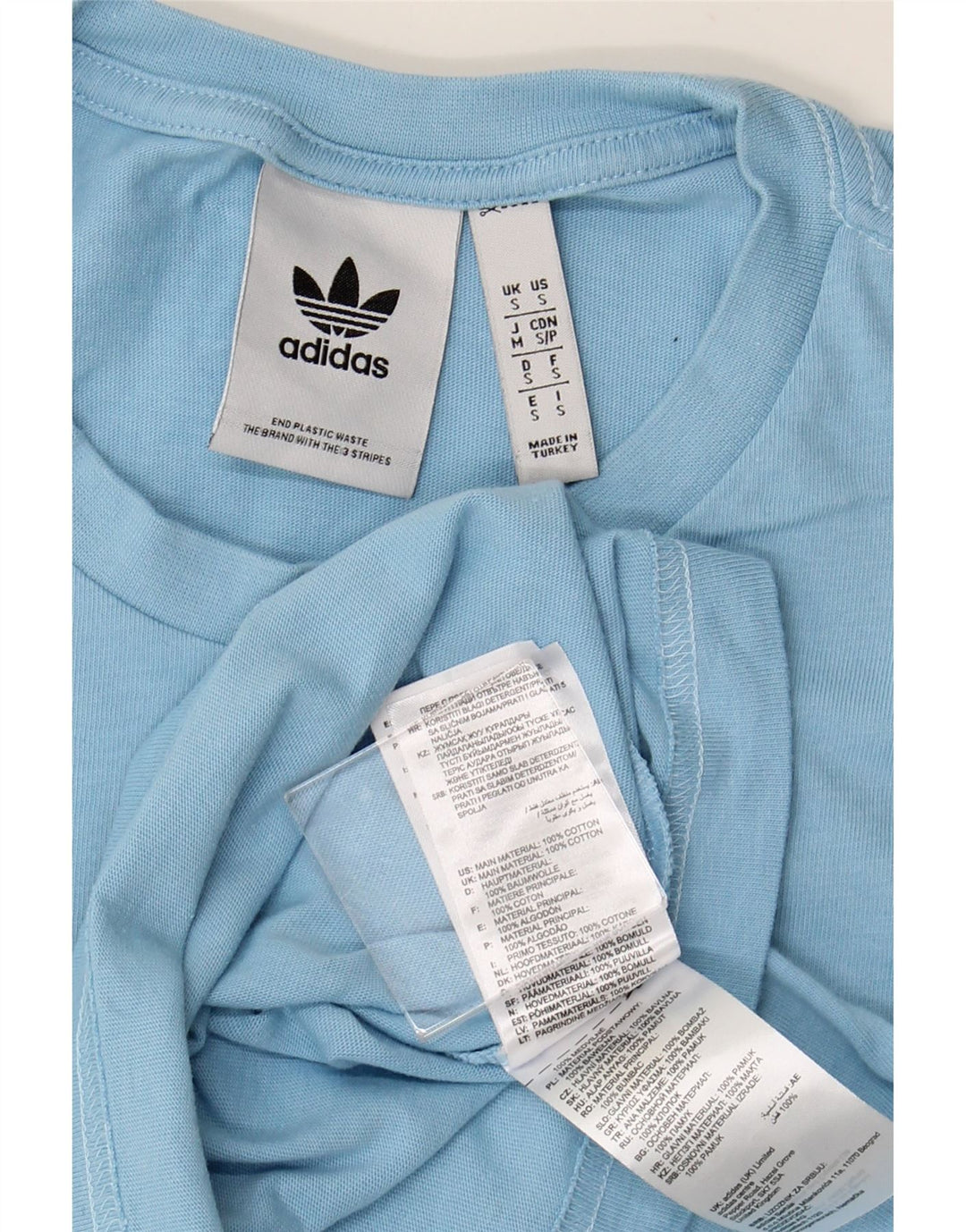 Męski T-shirt z grafiką ADIDAS, mały, niebieski, bawełniany