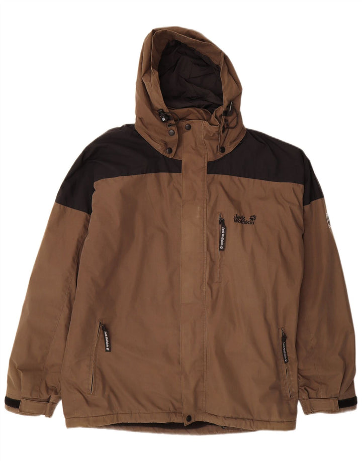 Męska kurtka wiatrówka z kapturem Jack Wolfskin UK 38 w kolorze średniego brązu