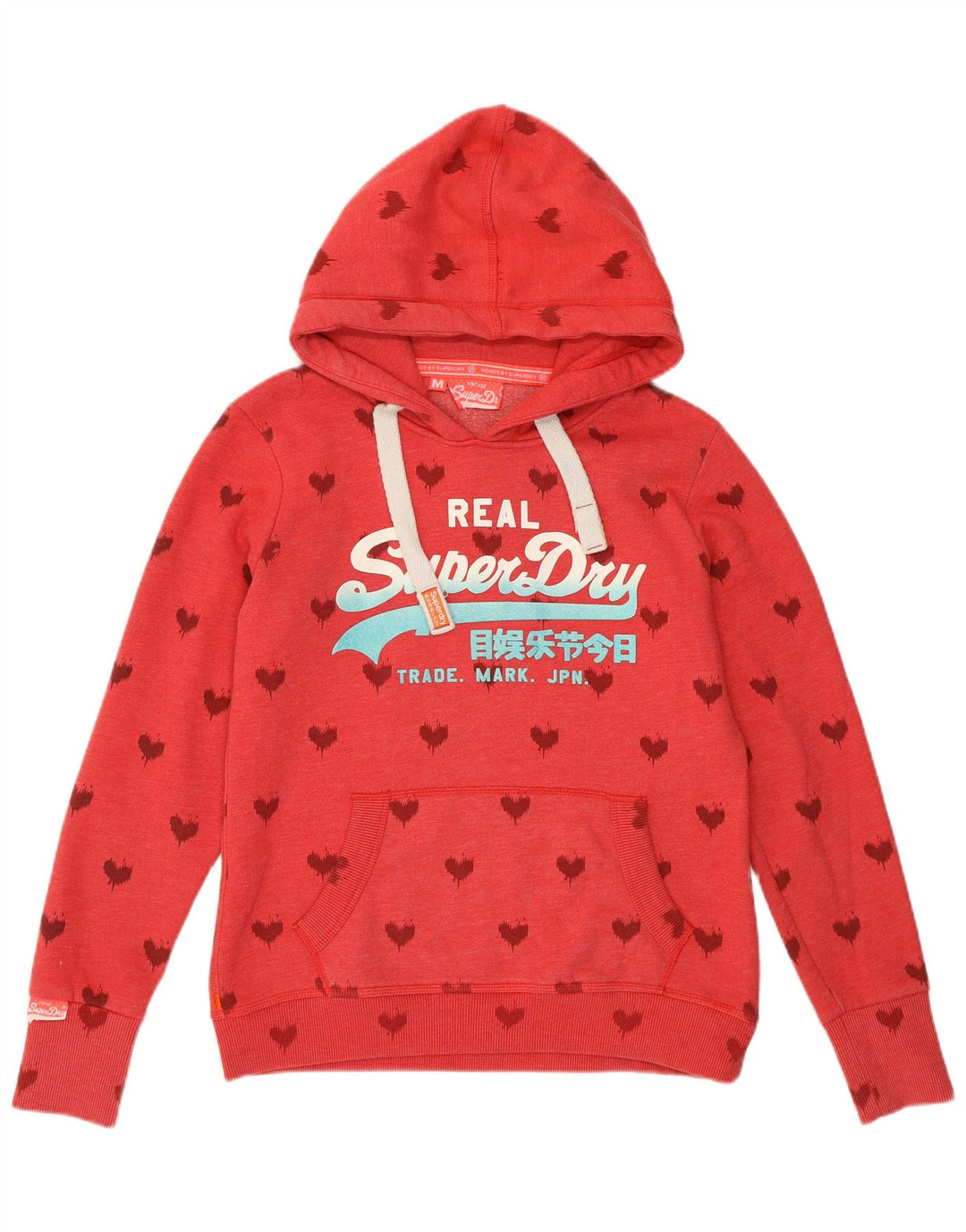 Damski sweter z kapturem i grafiką SUPERDRY UK 14 Medium Red Heart