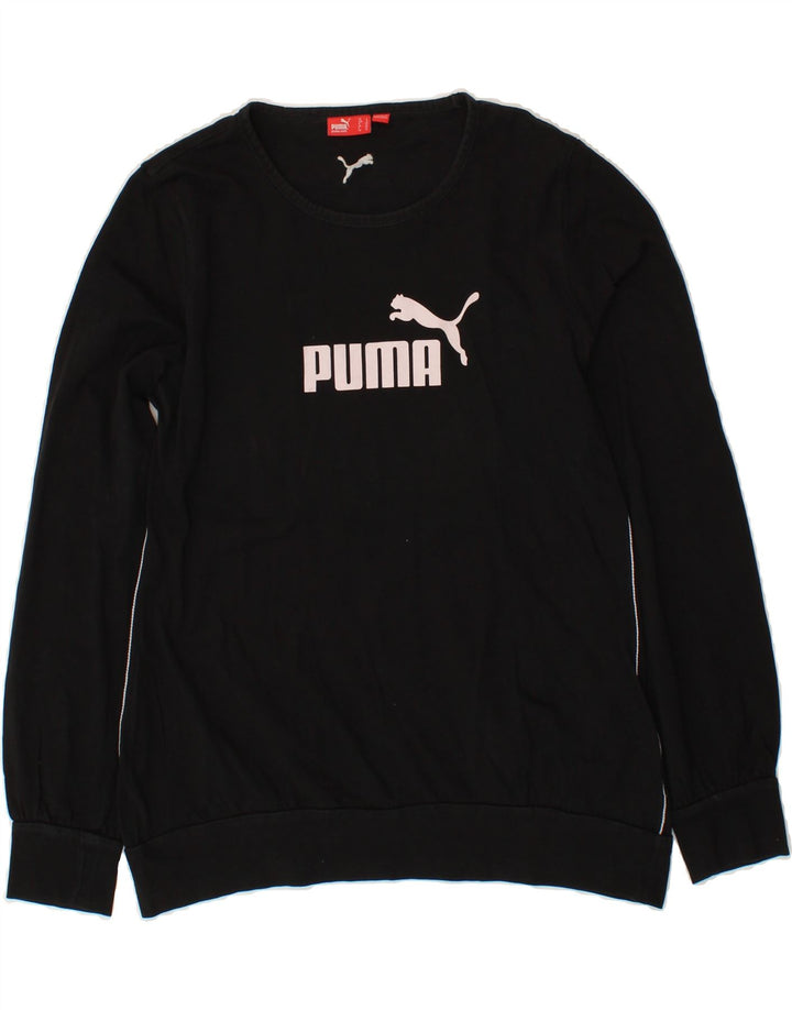 PUMA Womens Graphic Sweatshirt Jumper UK 14 Medium  Black Vintage Puma and Second-Hand Puma from Messina Hembry 