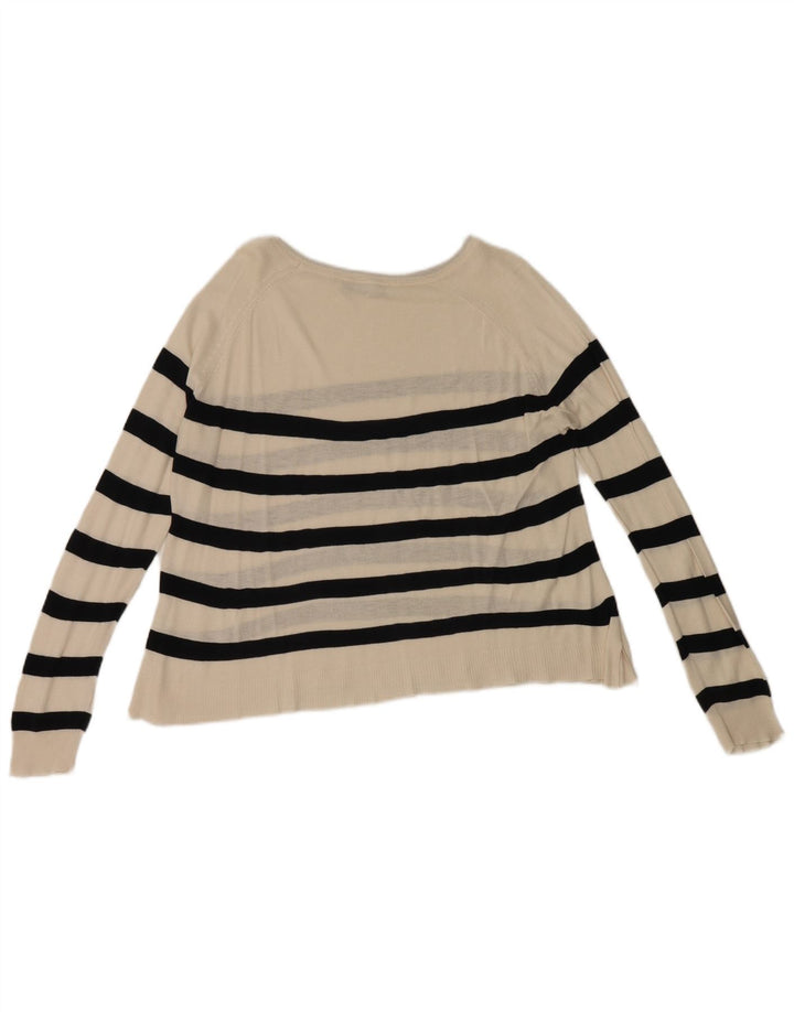 Sweter damski Zara z dekoltem w łódkę UK 14 w średnie białe paski