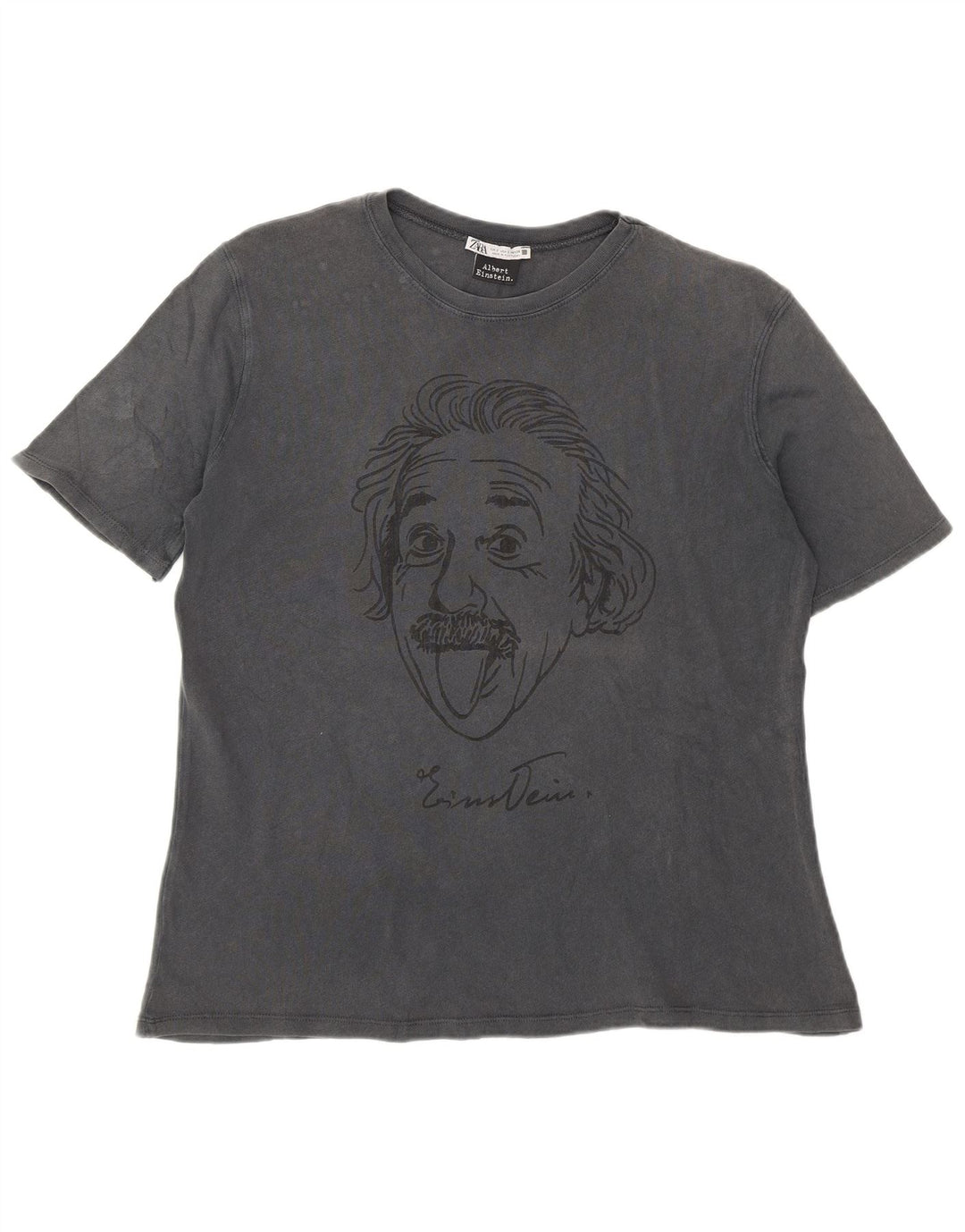 Męska koszulka z grafiką Albert Einstein Zara, mała, szara