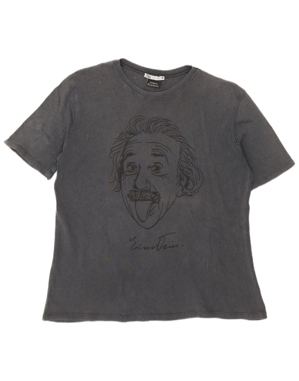Męska koszulka z grafiką Albert Einstein Zara, mała, szara