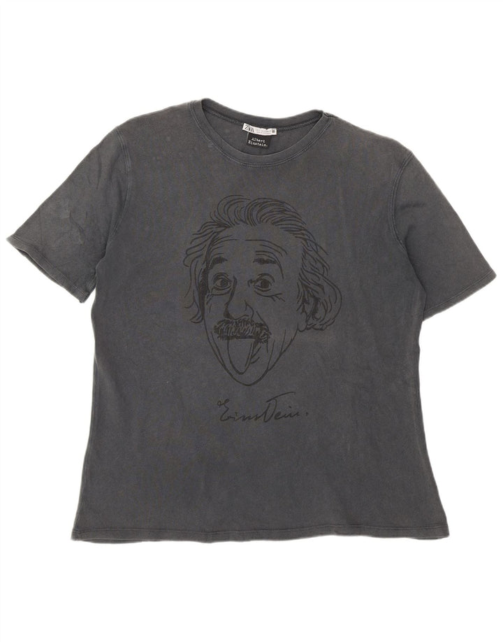 Męska koszulka z grafiką Albert Einstein Zara, mała, szara