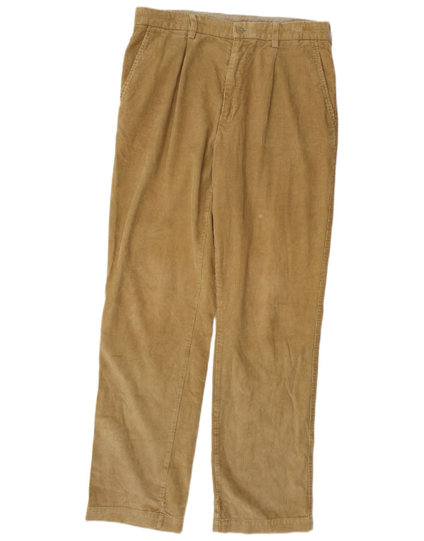 Marks & Spencer Mens Blue Harbour Straight Corduroy Trousers W34 L33 Beige