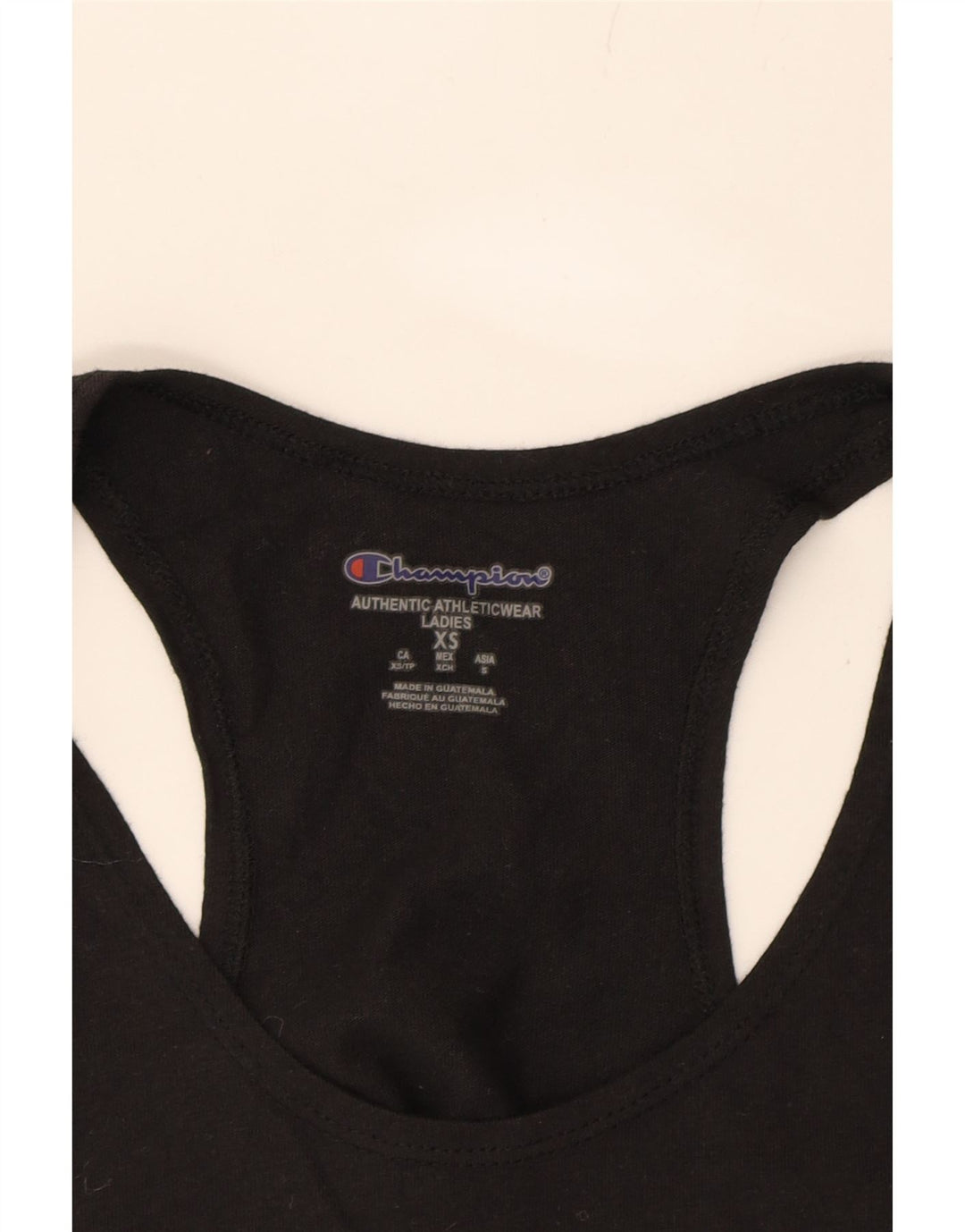 CHAMPION Womens Graphic Vest Top UK 6 XS Black Vintage Champion and Second-Hand Champion from Messina Hembry 